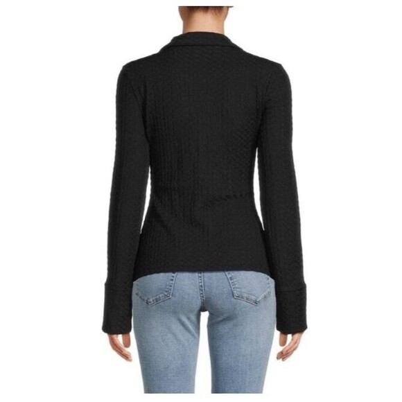 French Connection Blouse NWT Black Tash Textured Top Shirt Button Front Size S - Picture 2 of 12